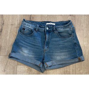 Kancan Denim Shorts Women’s Size 9/28 Medium Wash Bottom Fold Stretch